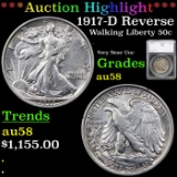 ***Auction Highlight*** 1917-D Reverse Walking Liberty Half Dollar 50c Graded au58 By SEGS (fc)