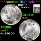 ***Auction Highlight*** 1923-p Peace Dollar $1 Graded ms67 By SEGS (fc)