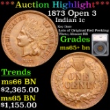 ***Auction Highlight*** 1873 Open 3 Indian Cent 1c Graded ms65+ bn By SEGS (fc)