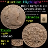 ***Auction Highlight*** 1801 3 Errors S-219 Draped Bust Large Cent 1c Graded vg10 By SEGS (fc)