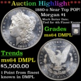***Auction highlight*** 1880-o Near Top POP! Morgan Dollar $1 Graded ms64 DMPL By SEGS (fc)
