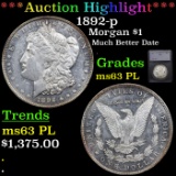 ***Auction highlight*** 1892-p Morgan Dollar $1 Graded ms63 PL By SEGS (fc)