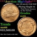 ***Auction highlight*** 1857 FS-402/S-9 TOP POP! Flying Eagle Cent 1c Graded ms66 By SEGS (fc)