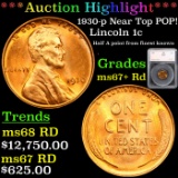 ***Auction Highlight*** 1930-p Near Top POP! Lincoln Cent 1c Graded ms67+ Rd By SEGS (fc)