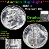 ***Auction Highlight*** 1938-s Mercury Dime 10c Graded ms67+ fsb By SEGS (fc)