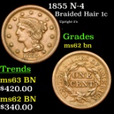 1855 N-4 Braided Hair Large Cent 1c Grades Select Unc BN
