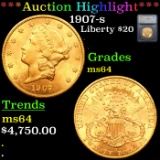***Auction highlight*** 1907-s Gold Liberty Double Eagle $20 Graded ms64 By SEGS (fc)