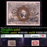 PCGS 1863 US Fractional Currency 25c Second Issue fr-1288 Washington In Oval Graded au53 By PCGS