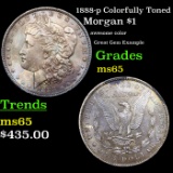 1888-p Colorfully Toned Morgan Dollar $1 Grades GEM Unc