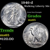 1946-d Walking Liberty Half Dollar 50c Grades GEM Unc