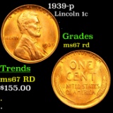1939-p Lincoln Cent 1c Grades GEM++ Unc RD