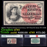 1870's US Fractional Currency 10¢ Fourth Issue Fr-1258 Graded xf45 By PMG