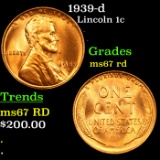 1939-d Lincoln Cent 1c Grades GEM++ Unc RD