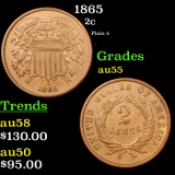 1865 Two Cent Piece 2c Grades Choice AU