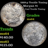 1889-p Textile Toning Morgan Dollar $1 Grades Choice Unc