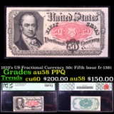 PCGS 1870's US Fractional Currency 50c Fifth Issue fr-1381 Graded au58 PPQ By PCGS