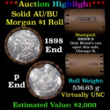 ***Auction Highlight***  AU/BU Slider Brinks Shotgun Morgan $1 Roll 1898 & P Ends Virtually UNC (fc)