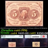 PCGS 1862 US Fractional Currency 5c First Issue fr-1230 Thomas Jefferson W/ Monigram Graded cu63 PPQ