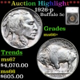 ***Auction Highlight*** 1926-p Buffalo Nickel 5c Graded ms66+ By SEGS (fc)