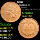 1867 Indian Cent 1c Grades Choice Unc BN