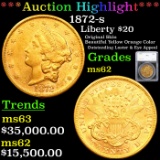 ***Auction Highlight*** 1872-s Gold Liberty Double Eagle $20 Graded ms62 By SEGS (fc)