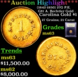 ***Auction Highlight*** (1842-1850) 27G P.E. G$1 A. Bechtler Gold . Graded Select Unc BY USCG (fc)