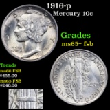 1916-p Mercury Dime 10c Grades GEM+ FSB
