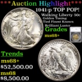 ***Auction Highlight*** 1941-p TOP POP! Walking Liberty Half Dollar 50c Graded ms68+ By SEGS (fc)