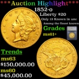 ***Auction highlight*** 1852-o Gold Liberty Double Eagle $20 Graded ms61+ By SEGS (fc)