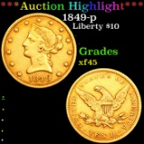 ***Auction Highlight*** 1849-p Gold Liberty Eagle $10 Grades xf+ (fc)