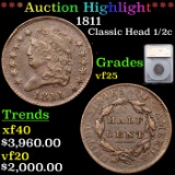 ***Auction Highlight*** 1811 Classic Head Large Cent 1c Graded vf25 By SEGS (fc)