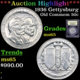 ***Auction Highlight*** 1936 Gettysburg Old Commem Half Dollar 50c Graded GEM Unc By USCG (fc)