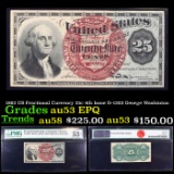1863 US Fractional Currency 25c 4th Issue fr-1303 George Washinton Graded au53 EPQ By PMG