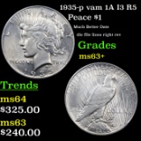 1935-p vam 1A I3 R5 Peace Dollar $1 Grades Select+ Unc