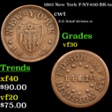 1863 New York F-NY-630-BK-1a Civil War Token 1c Grades vf++