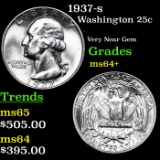 1937-s Washington Quarter 25c Grades Choice+ Unc