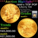 ***Auction Highlight*** 1889-s TOP POP Gold Liberty Double Eagle $20 Graded ms65+ By SEGS (fc)