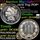 Proof ***Auction Highlight*** 1878 Top POP! Three Cent Copper Nickel 3cn Graded pr67+ DCAM By SEGS (