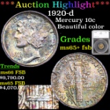 ***Auction Highlight*** 1920-d Mercury Dime 10c Graded ms65+ fsb By SEGS (fc)