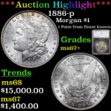 ***Auction Highlight*** 1886-p Morgan Dollar $1 Graded ms67+ By SEGS (fc)