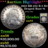 ***Auction Highlight*** 1803 BB-252 B-5 R2 Draped Bust Dollar 1 Graded Select AU By USCG (fc)
