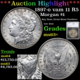 ***Auction Highlight*** 1897-o vam 11 R5 Morgan Dollar $1 Graded ms63+ By SEGS (fc)