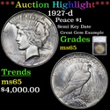 ***Auction Highlight*** 1927-d Peace Dollar $1 Graded ms65 By SEGS (fc)