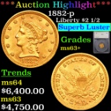 ***Auction Highlight*** 1882-p Gold Liberty Quarter Eagle 2.5 Graded ms63+ By SEGS (fc)