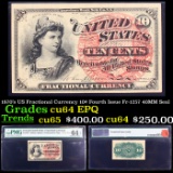 1870's US Fractional Currency 10¢ Fourth Issue Fr-1257 40MM Seal Graded cu64 EPQ By PMG