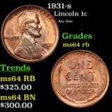 1931-s Lincoln Cent 1c Grades Choice Unc RB