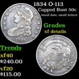1834 O-113 Capped Bust Half Dollar 50c Grades xf details