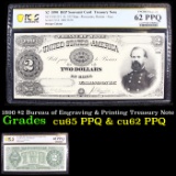 PCGS 1890 $2 Bureau of Engraving & Printing Treasury Note Graded cu65 PPQ By PCGS