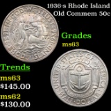 1936-s Rhode Island Old Commem Half Dollar 50c Grades Select Unc