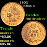 1902 Indian Cent 1c Grades Unc Details RB